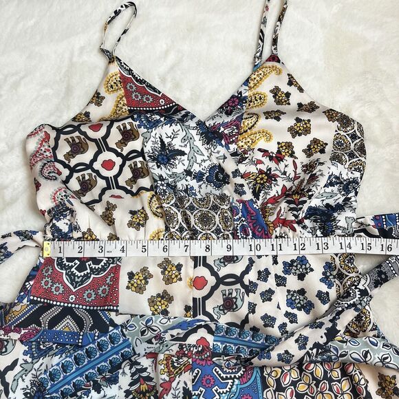 Lida Kate Wide Leg Jumpsuit Paisley Elephants V-neck Sz L - Picture 10 of 15